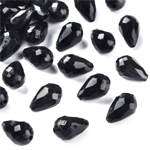Koraliki łezki sopelki krople akrylowe czarne 12x8mm 30szt-13450