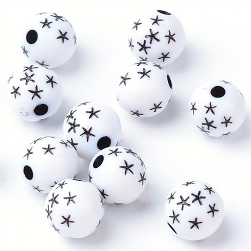 Koraliki kulki w gwiazdki kule akrylowe czarne 7~8mm 50szt-13452