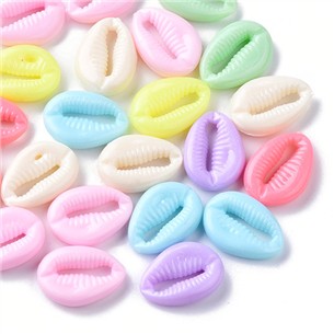 MIX koraliki muszelki kauri muszle akrylowe 17x12,5x4,5mm 50szt-13453