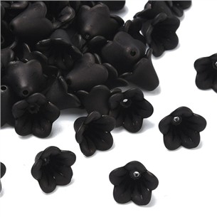 Koraliki kwiatki kwiatuszki akrylowe czarne 14x10mm 20szt-13454