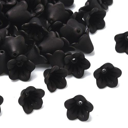 Koraliki kwiatki kwiatuszki akrylowe czarne 14x10mm 20szt-13454