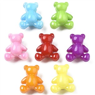 MIX koraliki misie miśki akrylowe 13,5x11,5x7,5mm 30szt-13456