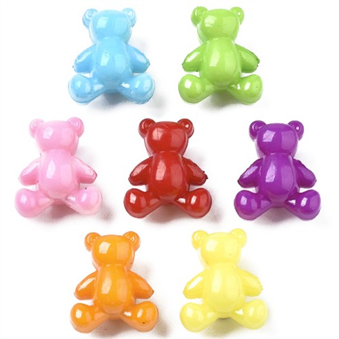 MIX koraliki misie miśki akrylowe 13,5x11,5x7,5mm 30szt-13456