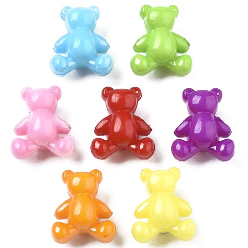 MIX koraliki misie miśki akrylowe 13,5x11,5x7,5mm 30szt-13456