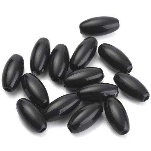 Koraliki owalne podłużne akrylowe czarne 8x4mm 100szt-13457
