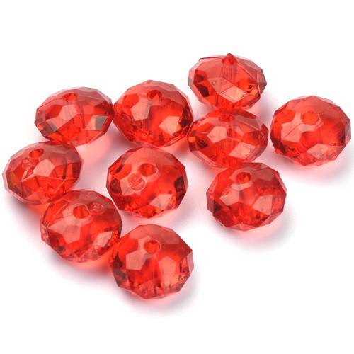 Koraliki oponki fasetowane rondelle akrylowe czerwone 8x5mm 100szt-13459