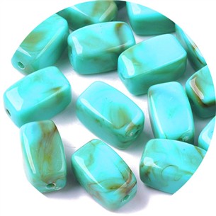 Koraliki prostopadłościan imitacja kamień szlachetny akrylowe niebieskie 13x7,5x7,5mm 20szt-13501