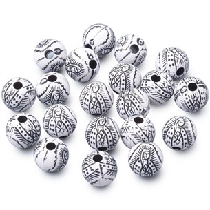 Koraliki kulki Matka Boska Maryja do różańca akrylowe białe 8mm 50szt-13502