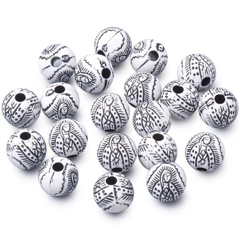 Koraliki kulki Matka Boska Maryja do różańca akrylowe białe 8mm 50szt-13502