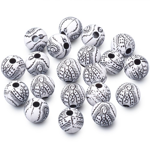 Koraliki kulki Matka Boska Maryja do różańca akrylowe białe 8mm 50szt-13502