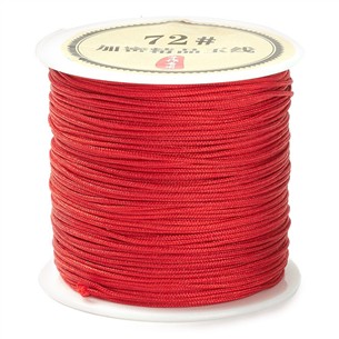 Sznurek nylonowy topliwy drewniane kulki do makramy 0,8mm czerwony rolka 40m 1szt-13539