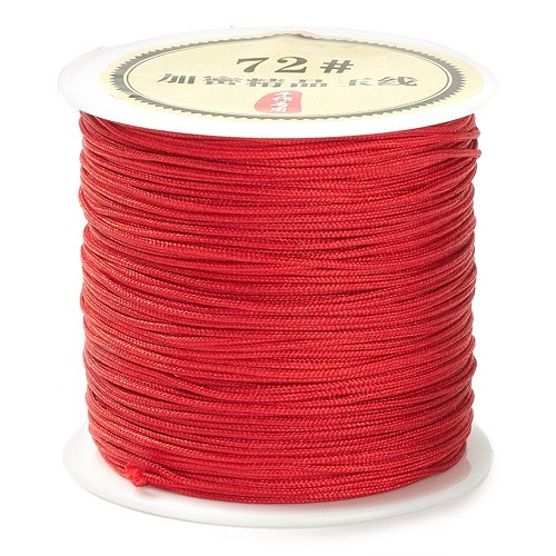 Sznurek nylonowy topliwy drewniane kulki do makramy 0,8mm czerwony rolka 40m 1szt-13539