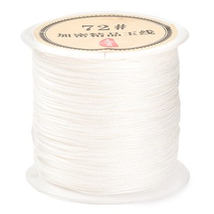 Sznurek nylonowy topliwy do makramy bransoletek 0,8mm biały rolka 40m 1szt-13546