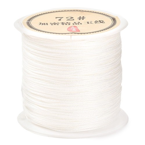 Sznurek nylonowy topliwy do makramy bransoletek 0,8mm biały rolka 40m 1szt-13546