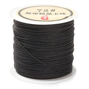 Sznurek nylonowy topliwy do makramy bransoletek 0,8mm czarny rolka 40m 1szt-13547