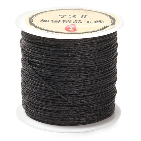 Sznurek nylonowy topliwy do makramy bransoletek 0,8mm czarny rolka 40m 1szt-13547