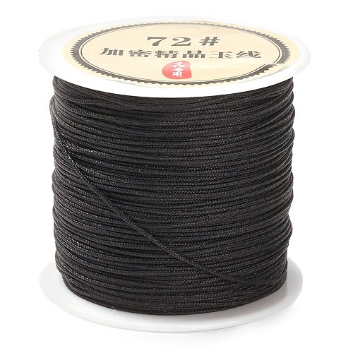 Sznurek nylonowy topliwy do makramy bransoletek 0,8mm czarny rolka 40m 1szt-13547