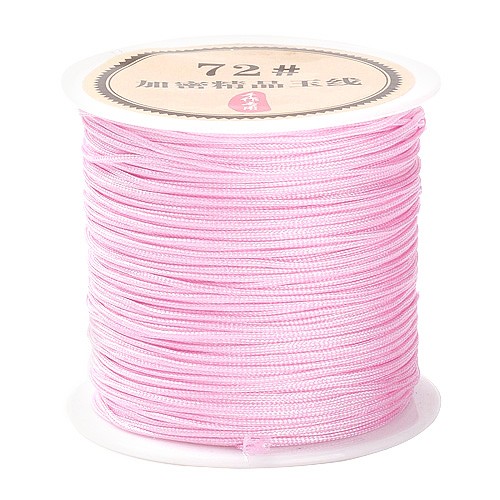 Sznurek nylonowy topliwy do makramy bransoletek 0,8mm różowy rolka 40m 1szt-13550