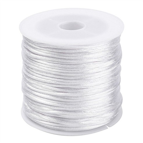 Sznurek satynowy nylonowy jubilerski topliwy 1mm biały rolka 30m 1szt-13558