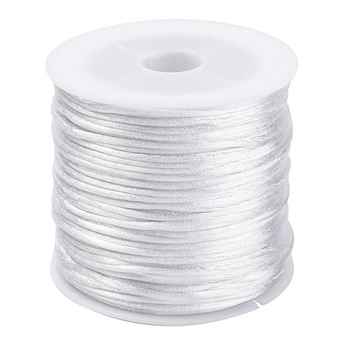 Sznurek satynowy nylonowy jubilerski topliwy 1mm biały rolka 30m 1szt-13558
