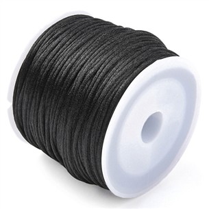 Sznurek satynowy nylonowy jubilerski topliwy 1mm czarny rolka 30m 1szt-13559
