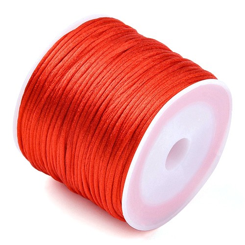 Sznurek satynowy nylonowy jubilerski topliwy 1mm czerwony rolka 30m 1szt-13560