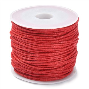 Sznurek woskowany jubilerski 1mm czerwony rolka 20m 1szt-13563