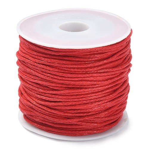 Sznurek woskowany jubilerski 1mm czerwony rolka 20m 1szt-13563