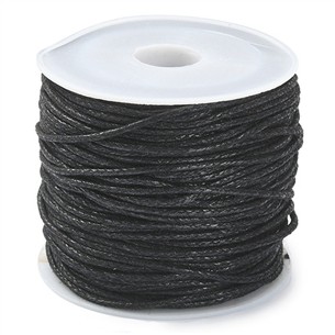 Sznurek woskowany jubilerski 1mm czarny rolka 20m 1szt-13564