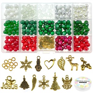 Zestaw Świąteczny do bransoletek koraliki szklane / SWI2-12486
