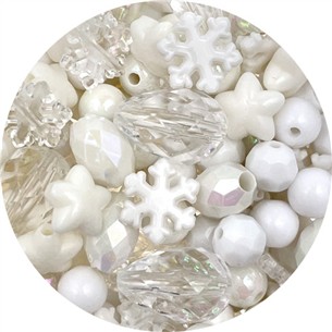 MIX koraliki akrylowe świąteczne / białe / 6-12mm / 50szt-13603