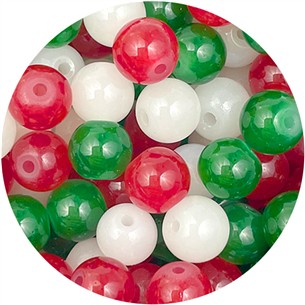 MIX koraliki kulki kule szklane jadeitowe świąteczne 8mm 50szt-13613