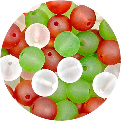 MIX koraliki kulki kule szklane mrożone świąteczne 8mm 50szt-13614