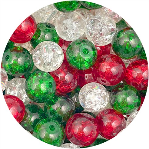 MIX koraliki kulki kule szklane crackle świąteczne 8mm 50szt-13615