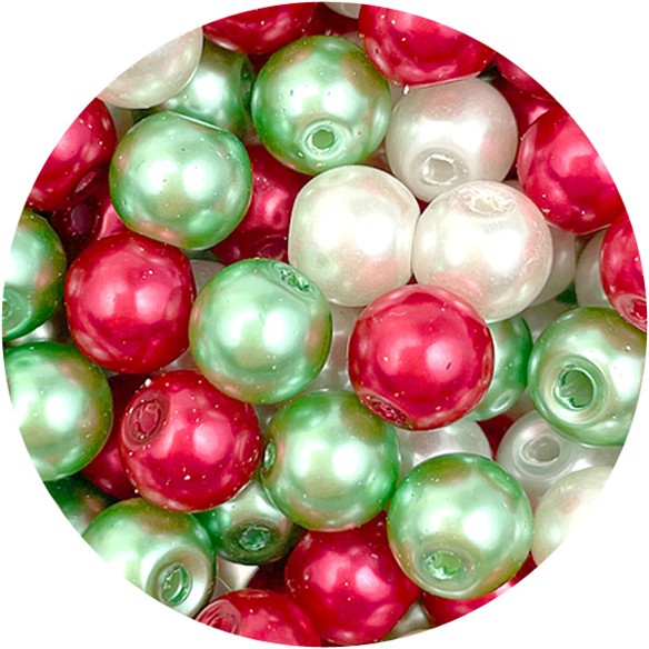 MIX koraliki kulki kule szklane perełki świąteczne 8mm 50szt-13616