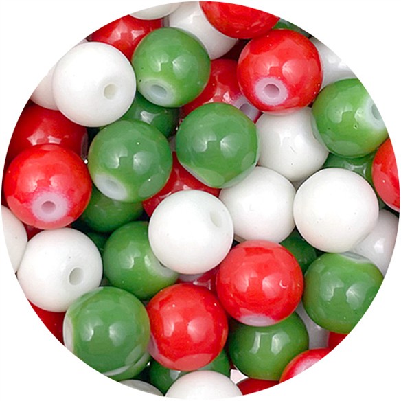 MIX koraliki kulki kule szklane powlekane świąteczne 8mm 50szt-13617
