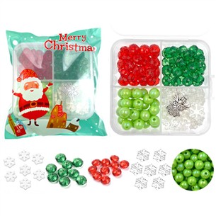 Świąteczny mini zestaw koralików prezent na mikołaja mikołajki dla uczniów / MZE02-13627