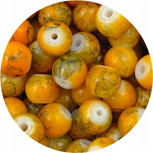 Koraliki powlekane marmurkowe / szklane / pomarańczowo-szare / 8mm / 50szt-7411