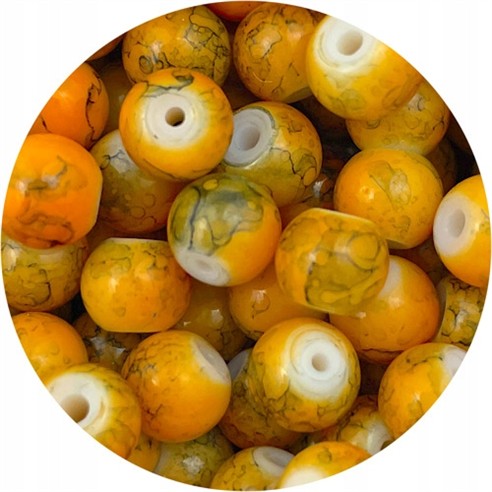 Koraliki powlekane marmurkowe / szklane / pomarańczowo-szare / 8mm / 50szt-7411