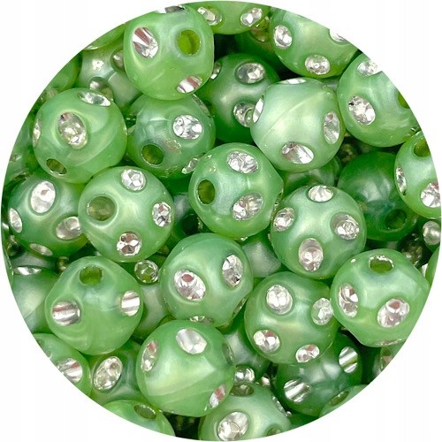 Koraliki kulki ala cyrkonie / akrylowe / zielone / 8mm / 50szt-6318