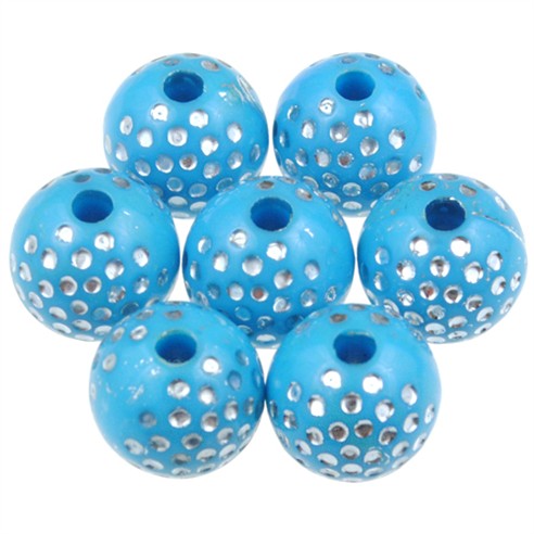 Koraliki kulki zdobione ala cyrkonie shamballa / akrylowe / niebieskie / 8mm / 50szt-12863