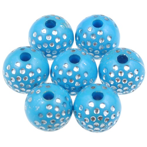 Koraliki kulki zdobione ala cyrkonie shamballa / akrylowe / niebieskie / 8mm / 50szt-12863