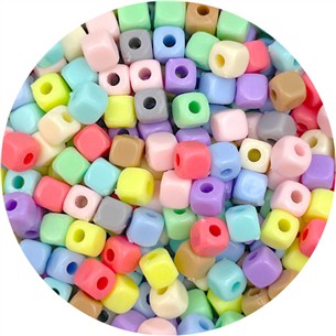 MIX koraliki kostki pastelowe / akrylowe / 4mm / 4.9g / 100szt-13115