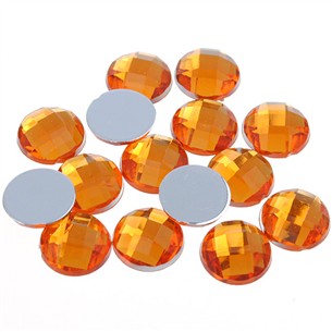 Kaboszony okrągłe fasetowane / akrylowe / pomarańczowe / 10x4mm / 50szt-8429