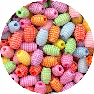 MIX koraliki beczułki owal / akrylowe / 5x7mm / 100szt-12592