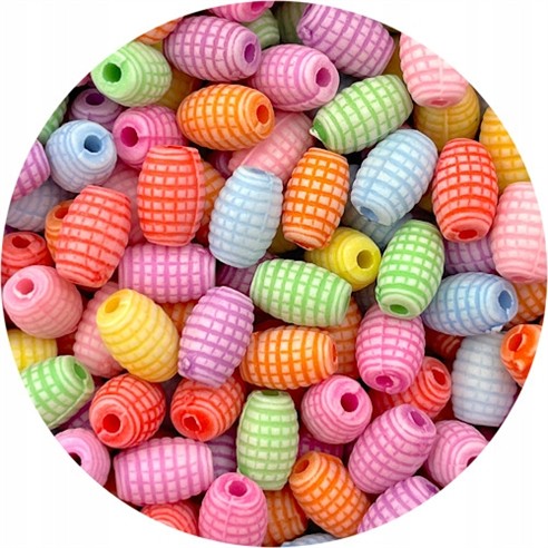 MIX koraliki beczułki owal / akrylowe / 5x7mm / 100szt-12592