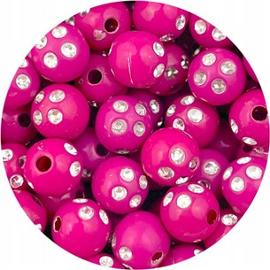 Koraliki kulki ala cyrkonie shamballa / akrylowe / różowe / 8mm / 50szt-7108