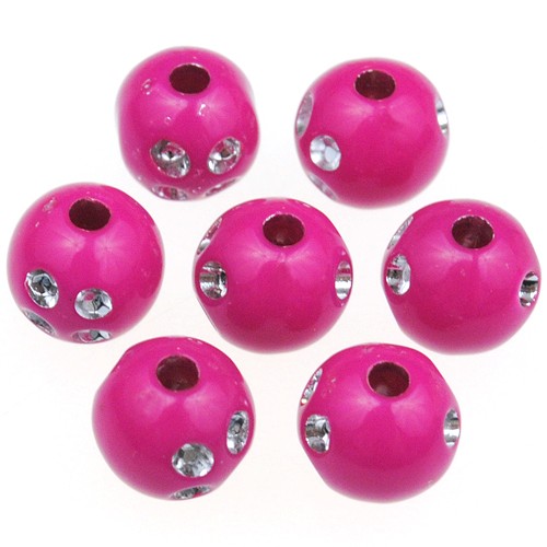 Koraliki kulki ala cyrkonie shamballa / akrylowe / różowe / 8mm / 50szt-12869