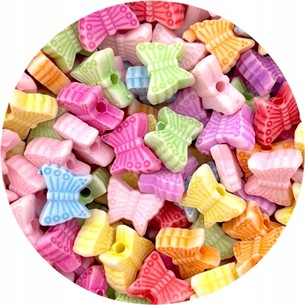 MIX koraliki motylki motyle / akrylowe / 9x7mm / 14,6g / 100szt-12593