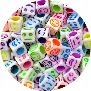 MIX koraliki modułowe emotki / akrylowe / 6mm / 7,1g / 50szt-12594